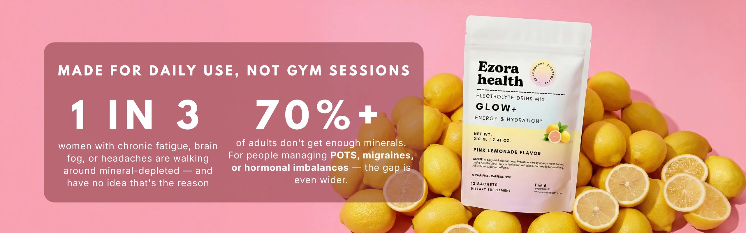 Glow+ lifestyle shot — electrolytes for POTS