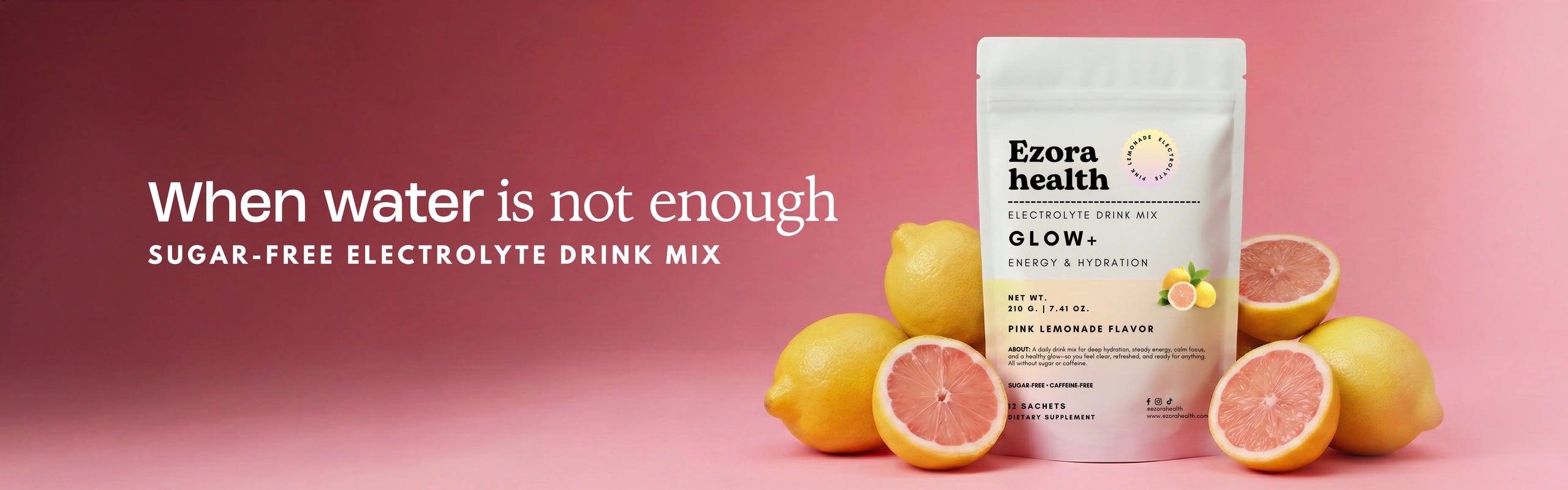GLOW+ women's electrolyte drink mix for skin hydration and energy — Ezora Health