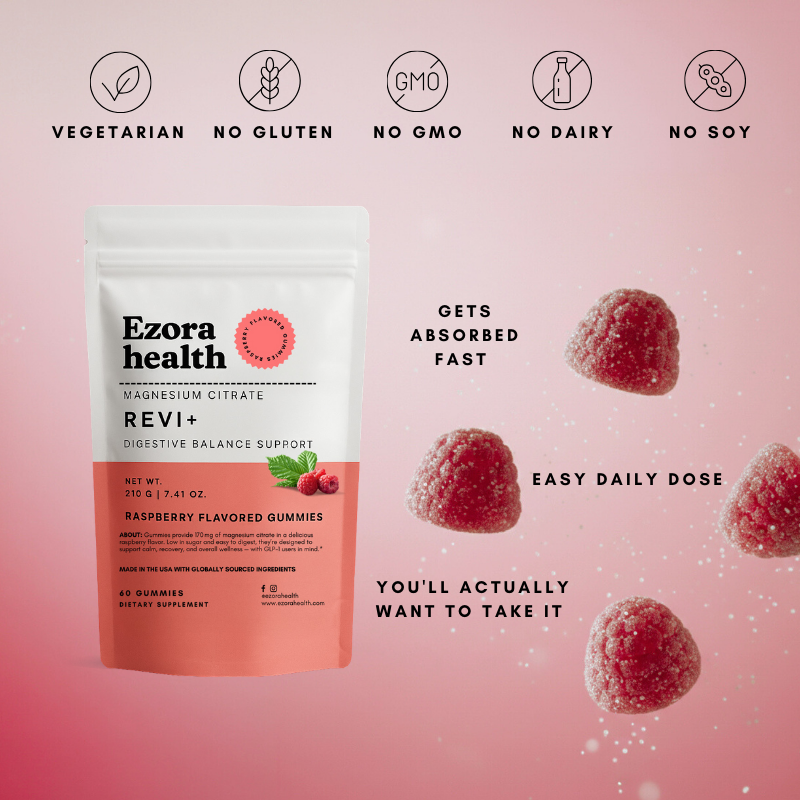 Ezora Health Revi+ Magnesium gummies pouch with benefits: gets absorbed fast, easy daily dose