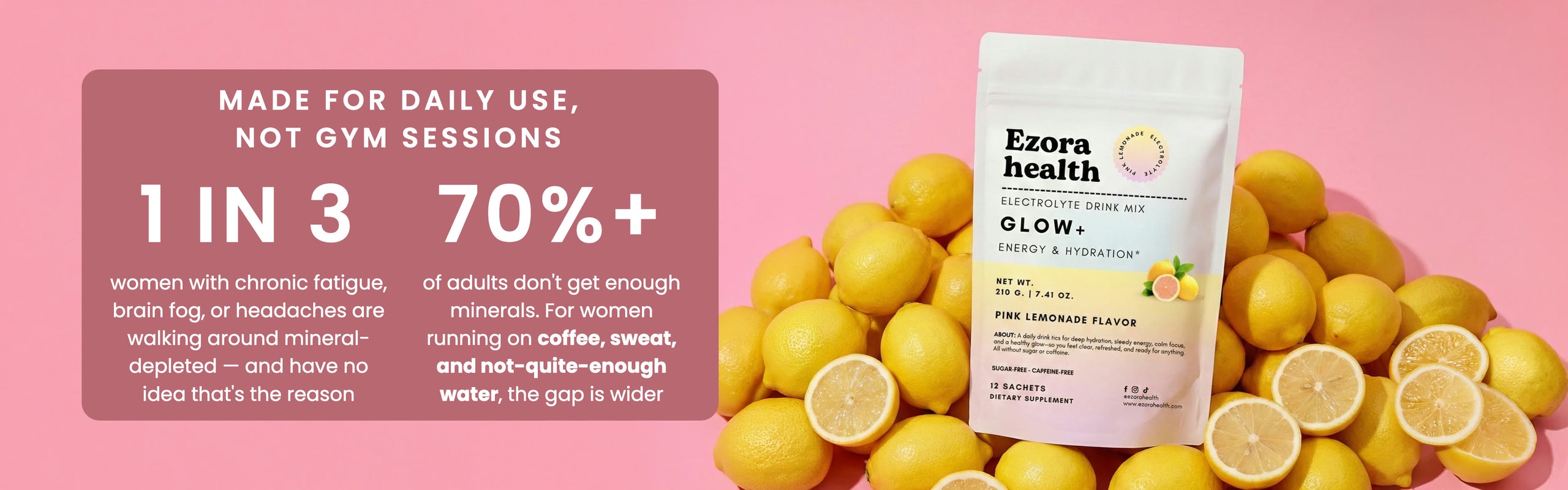 GLOW+ lifestyle shot — daily electrolytes for women