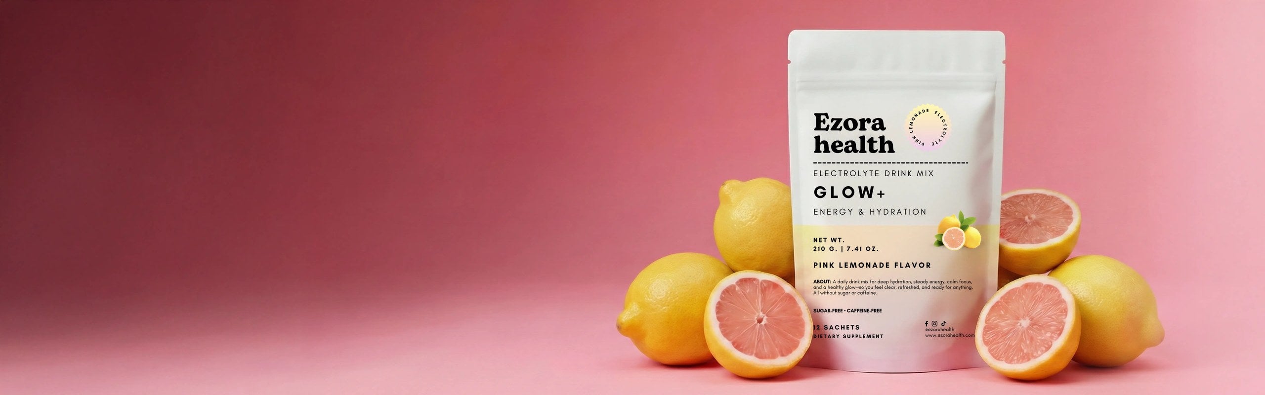 Glow+ electrolyte drink mix — the sugar-free, caffeine-free salt loading drink for POTS